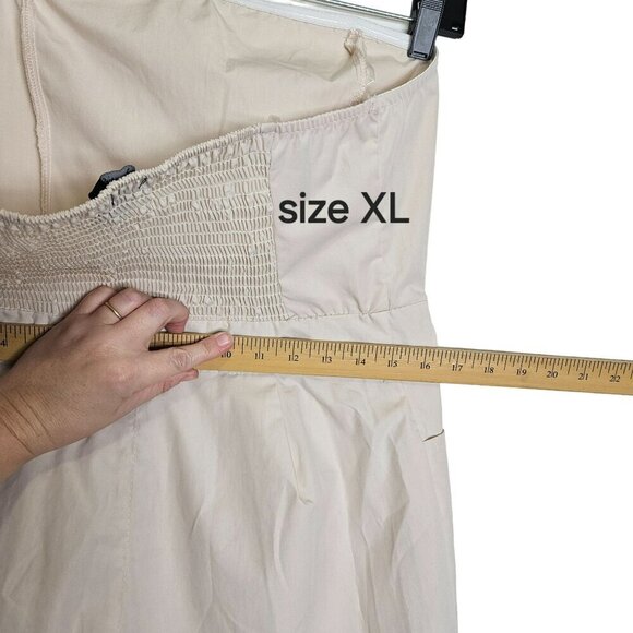 Justify Womens Cargo Jumpsuit With Shirred Smocked Back & Pockets Stone Cream - Picture 15 of 16